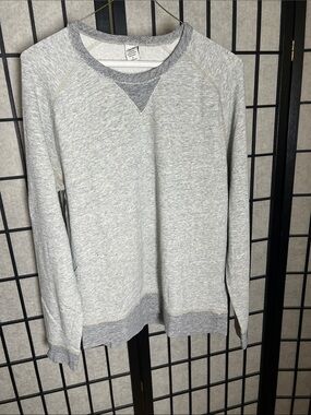 Lucky Brand Light Gray Crewneck Sweater with Heathered Trim